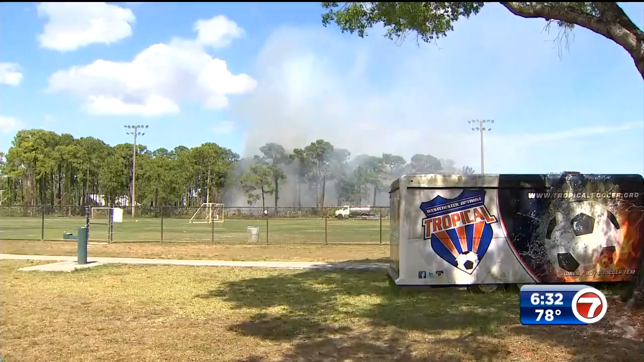 Part of Tropical Park catches fire near soccer field WSVN 7News Miami News, Weather, Sports