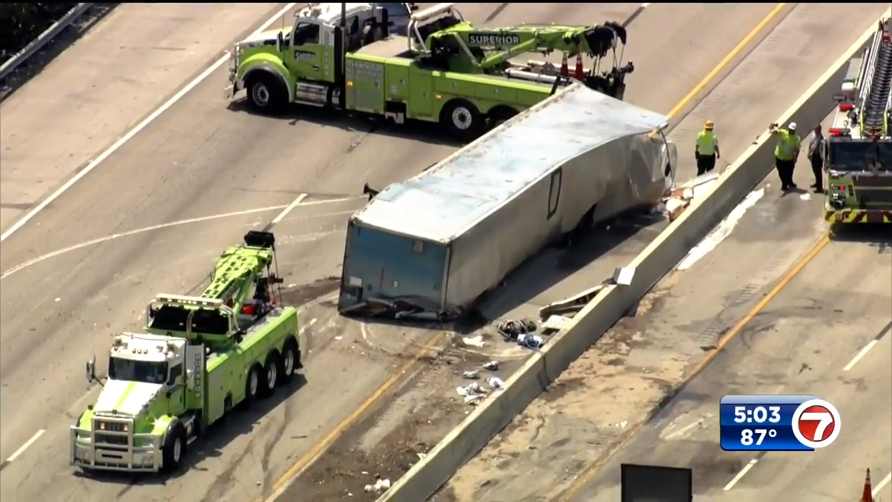 Heavy traffic delays along Turnpike in Miami Gardens after tractor ...