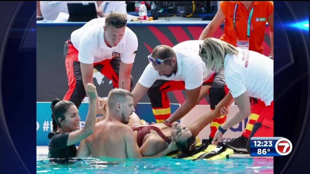 US coach makes dramatic rescue of artistic swimmer at worlds