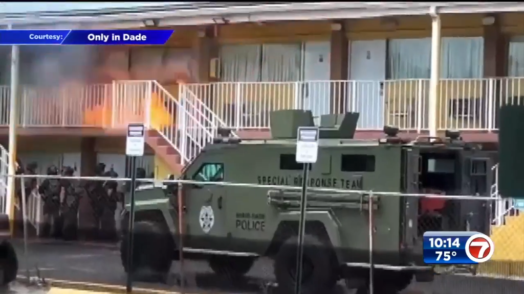 Miami-Dade Police SRT makes explosive entrance into motel room to apprehend suspected killer – WSVN 7News | Miami News, Weather, Sports
