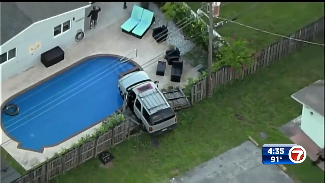 SUV crashes into fence of Dania Beach home, barely misses going into ...