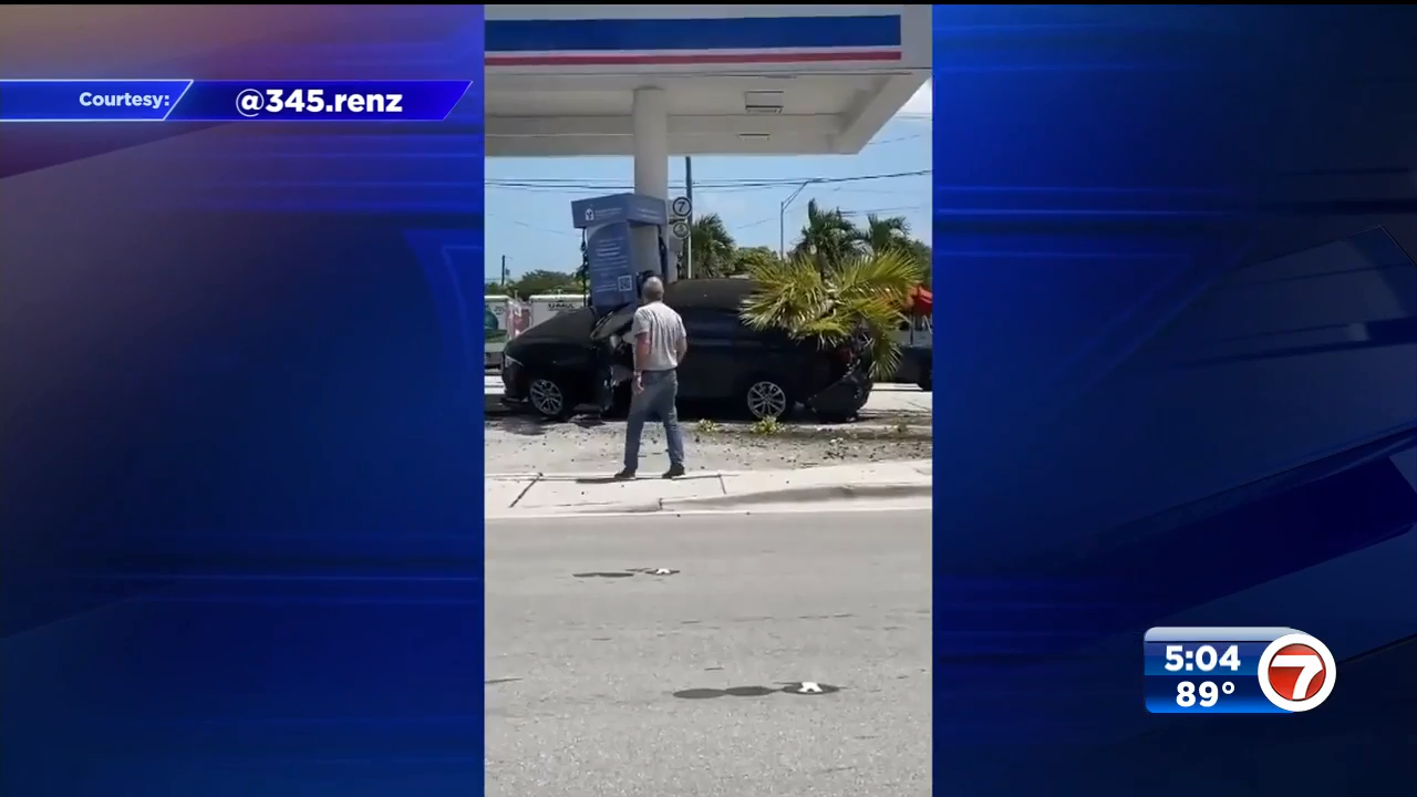 Car crashes into pump at gas station in SW Miami-Dade - WSVN 7News ...