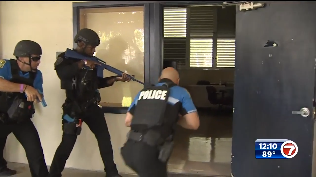 M-DCPS Police hold active shooter drill at Hialeah High School - WSVN ...
