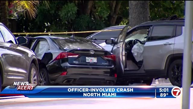 MDPD officer hospitalized after police-involved crash in North Miami; 7News source says driver in custody – WSVN 7News | Miami News, Weather, Sports