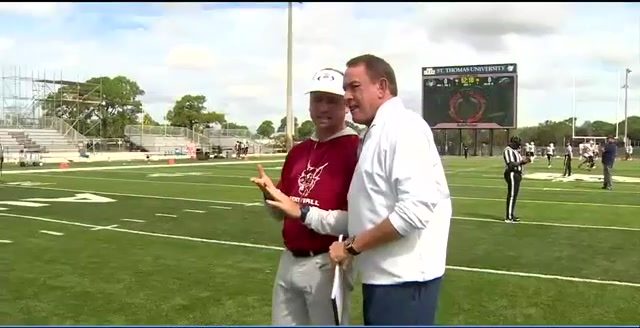 Previous Miami Hurricanes and FIU coach Butch Davis joins son as element of soccer workers at St. Thomas College