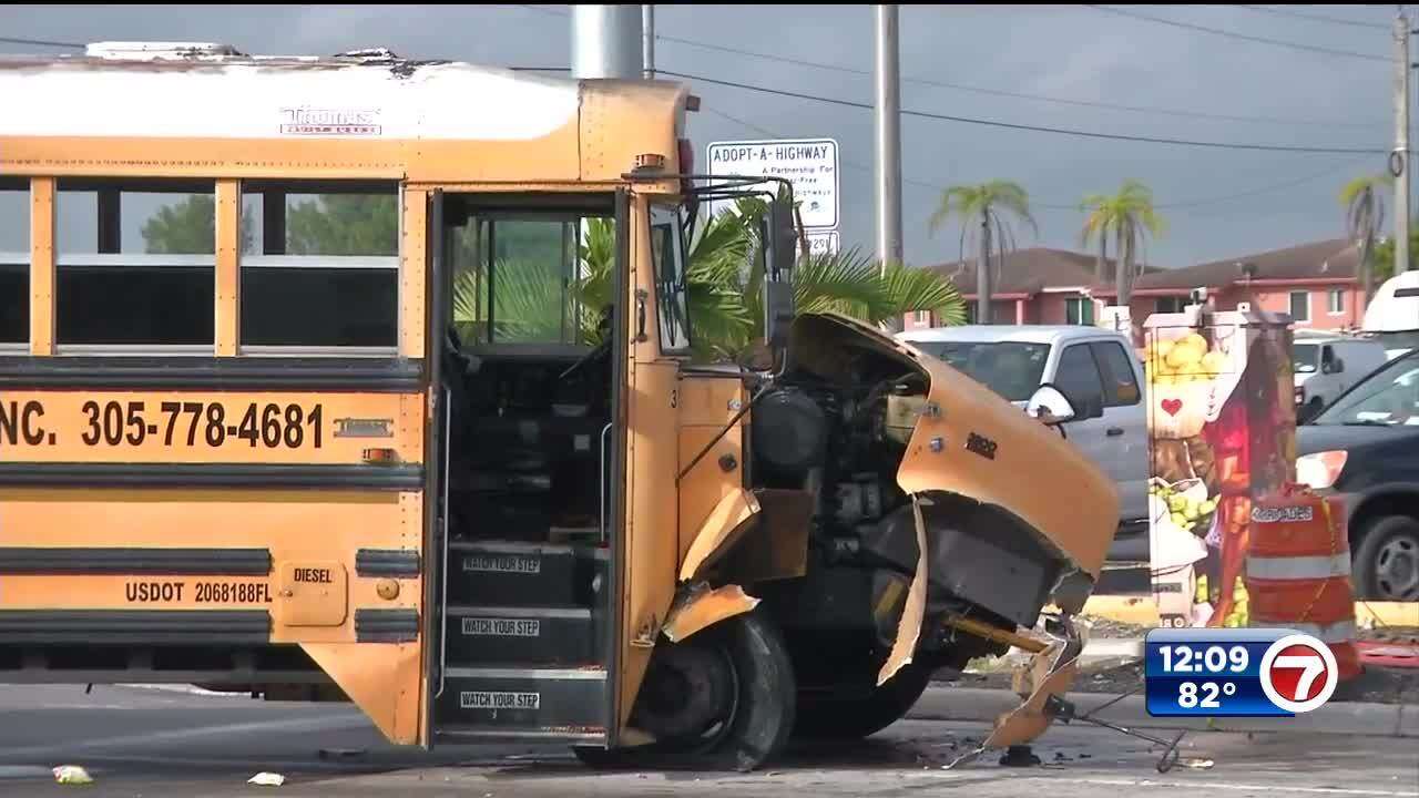 School bus collides with cars in Northwest Miami-Dade - WSVN 7News ...