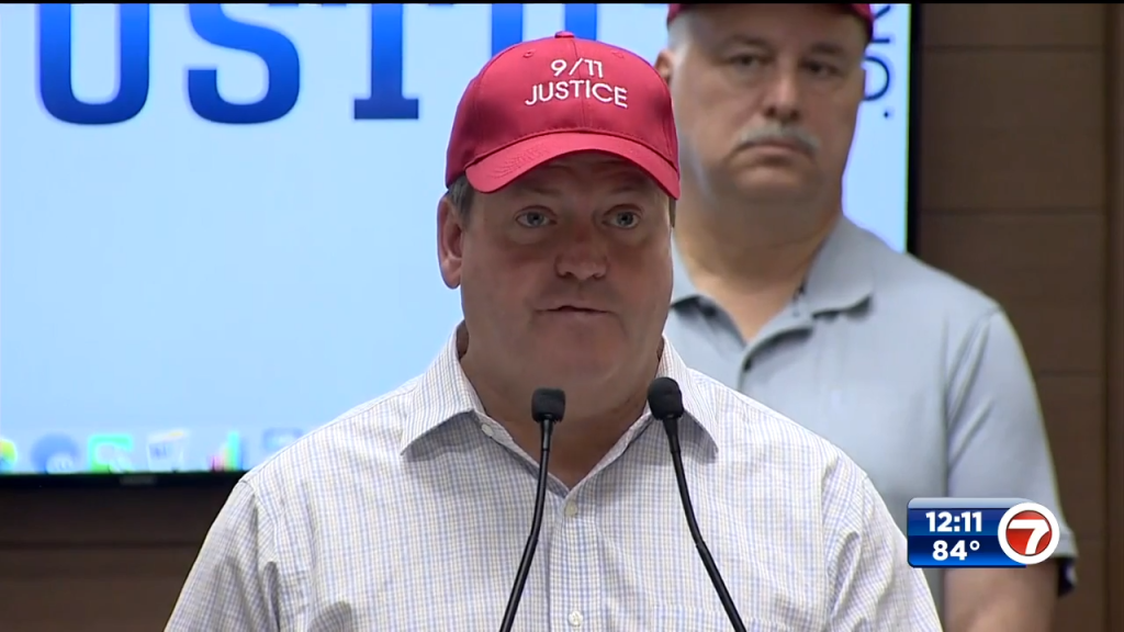 Survivors and family members users of 9/11 victims talk out versus LIV Golfing Match in Doral