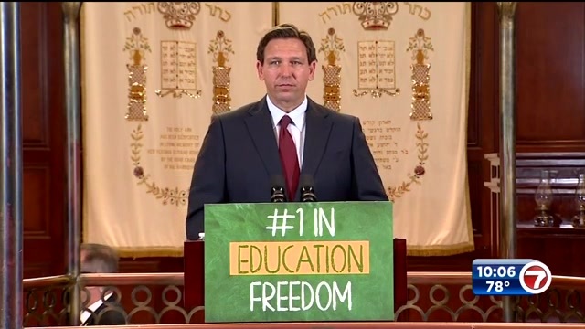 DeSantis highlights education agenda at Surfside campaign stop