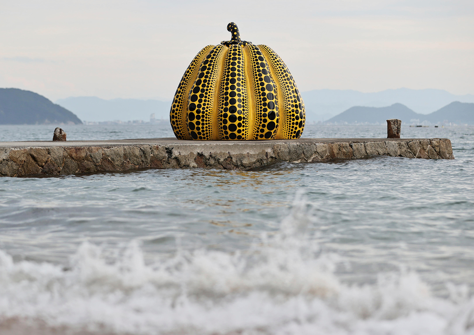 Yayoi Kusama's Pumpkin Sculpture in Japan Is Damaged by Typhoon