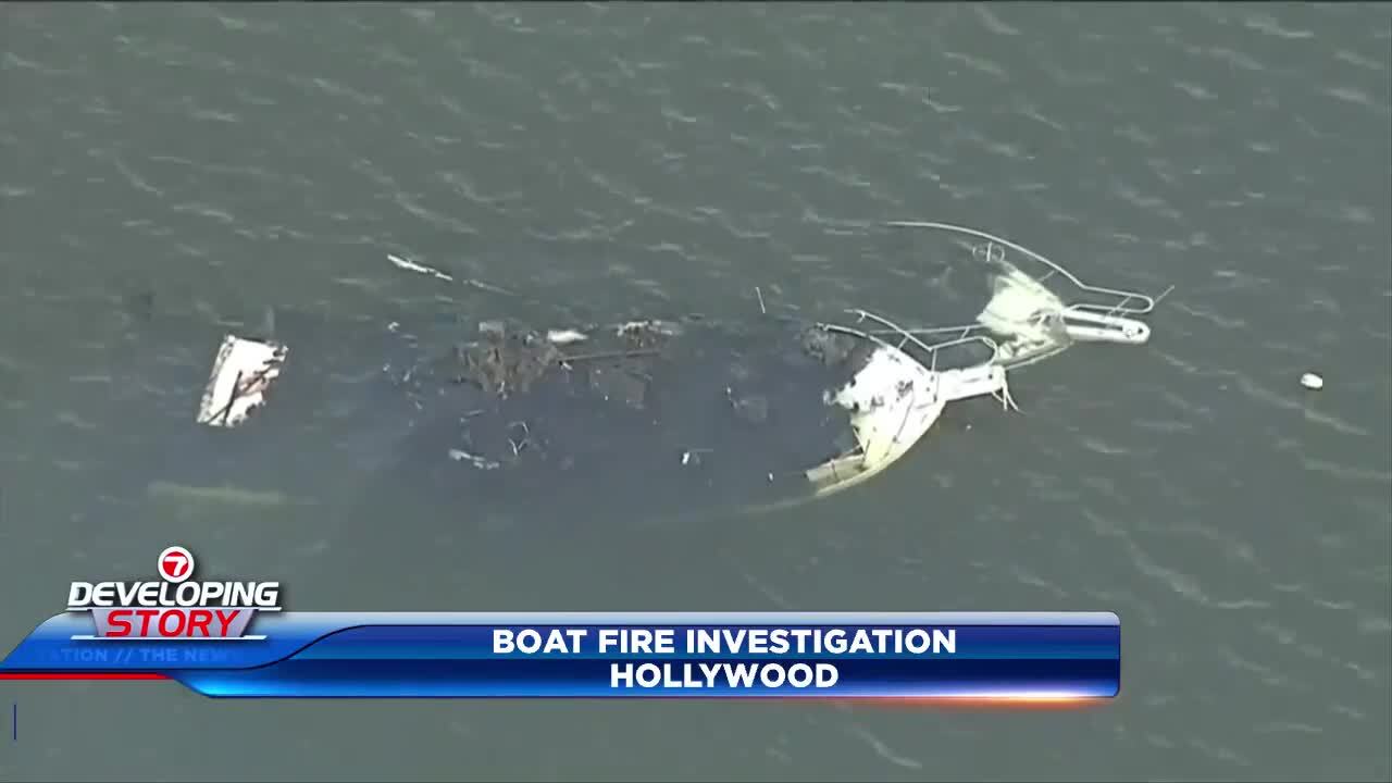 Firefighters investigate boat blaze in Hollywood