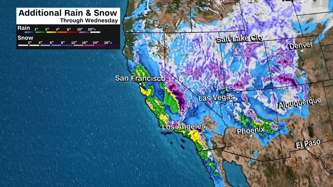 Spring brings more wind, rain and snow to soaked California WSVN
