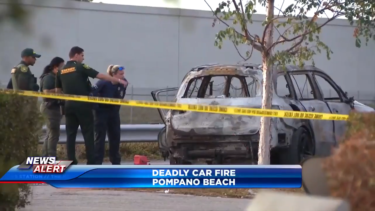Body found in burned car after firefighters extinguish blaze in Pompano Beach