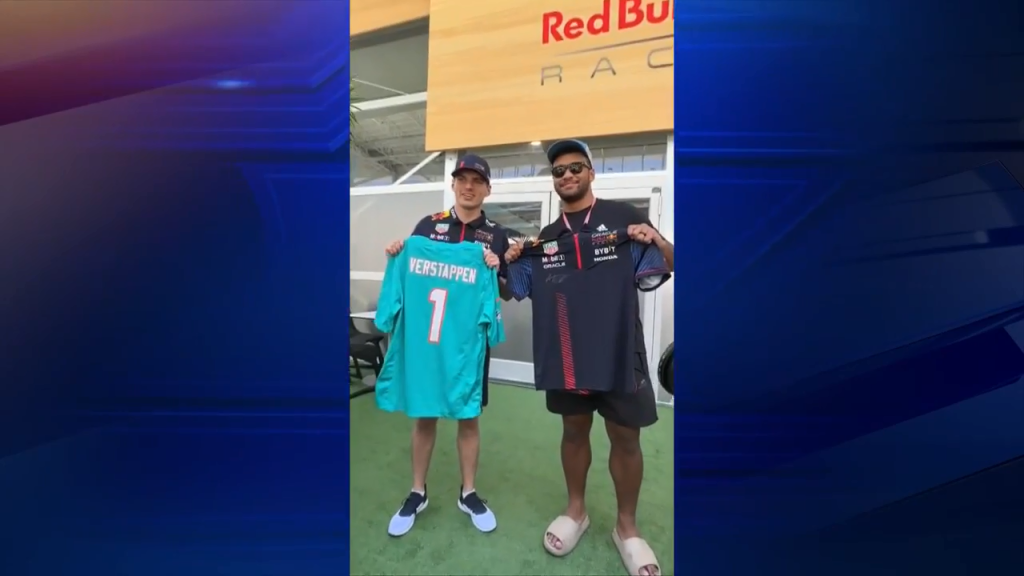 Dolphins’ Tua Tagovailoa and Formula 1 champion Max Verstappen trade jerseys