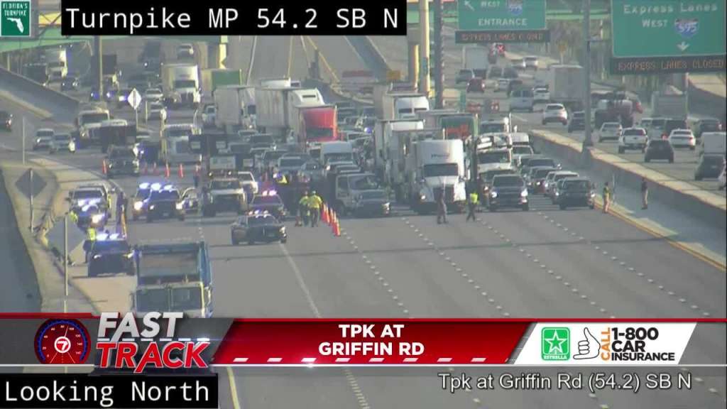 Crash involving truck causes fatality on SB Turnpike lanes blocked causing heavy traffic Crash involving truck causes fatality on SB Turnpike lanes blocked causing heavy traffic