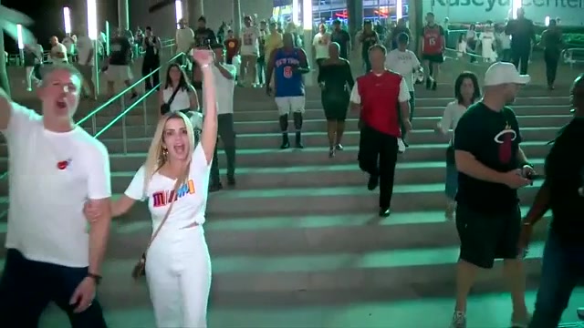 Heat fans outside Kaseya Center celebrate Eastern Conference semifinals win against Knicks Heat fans outside Kaseya Center celebrate Eastern Conference semifinals win against Knicks