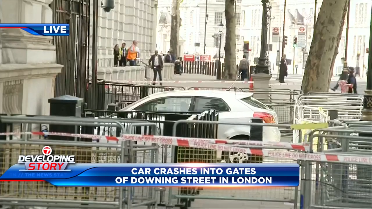 Man arrested after car collides with gates of Downing Street, where UK ...