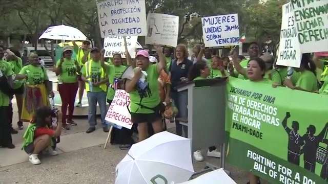 Domestic workers demand labor protections at rally held in downtown Miami - WSVN 7News | Miami News, Weather, Sports - Vimarsana News