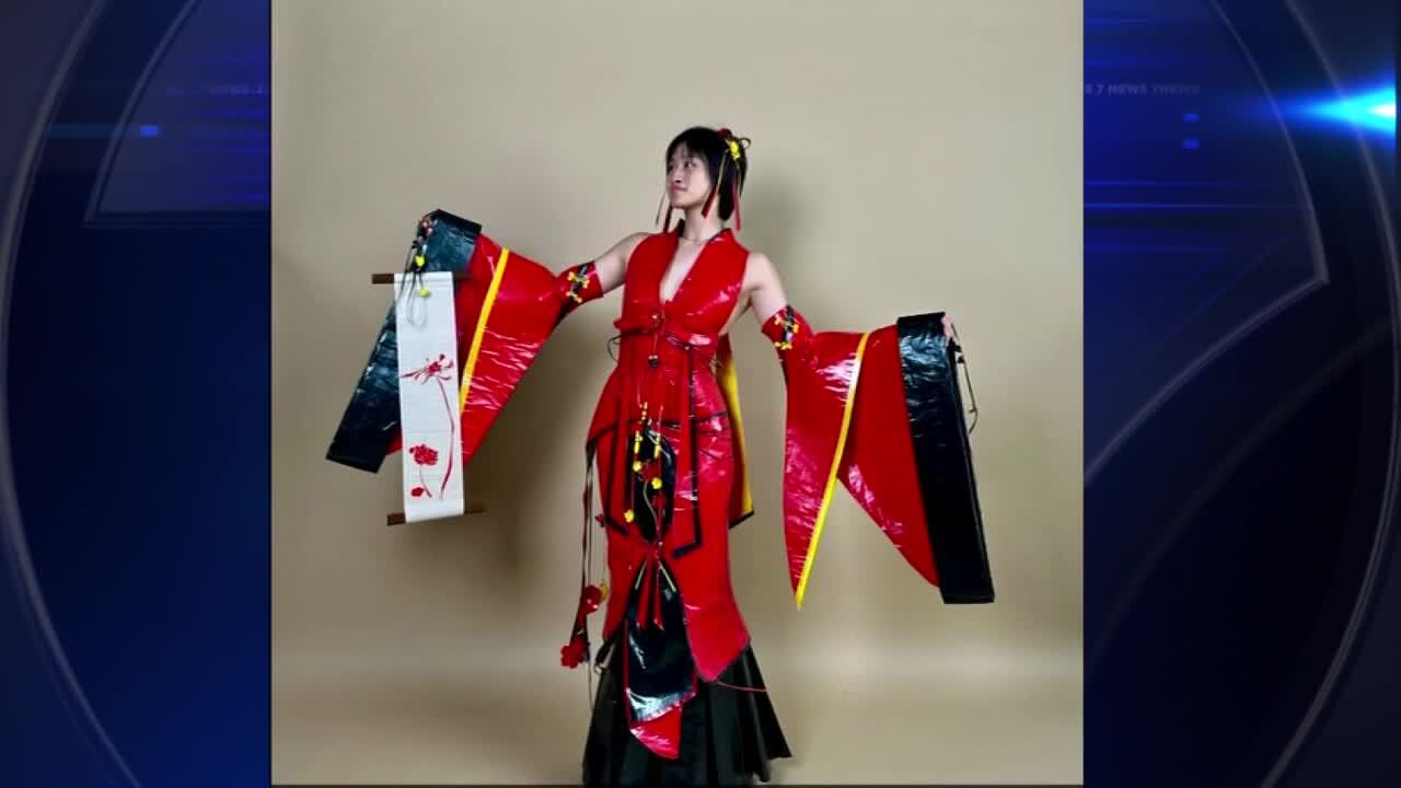 Florida teen creates prom dress with duct tape in hopes of winning