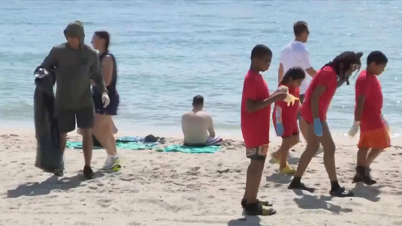 25 campers and police join together for beach cleanup in Hollywood North Park Beach - WSVN 7News | Miami News, Weather, Sports - Vimarsana News