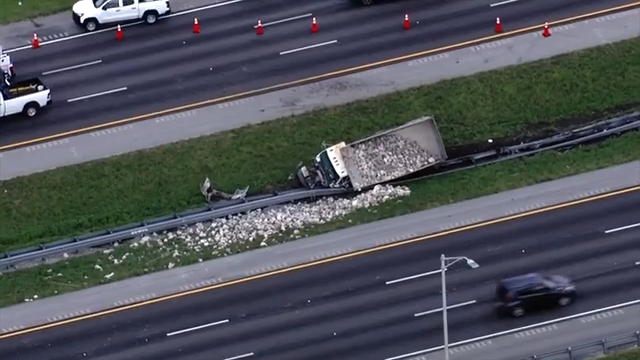 Dump truck rolls over on I-75 in Weston; no injuries reported - WSVN ...