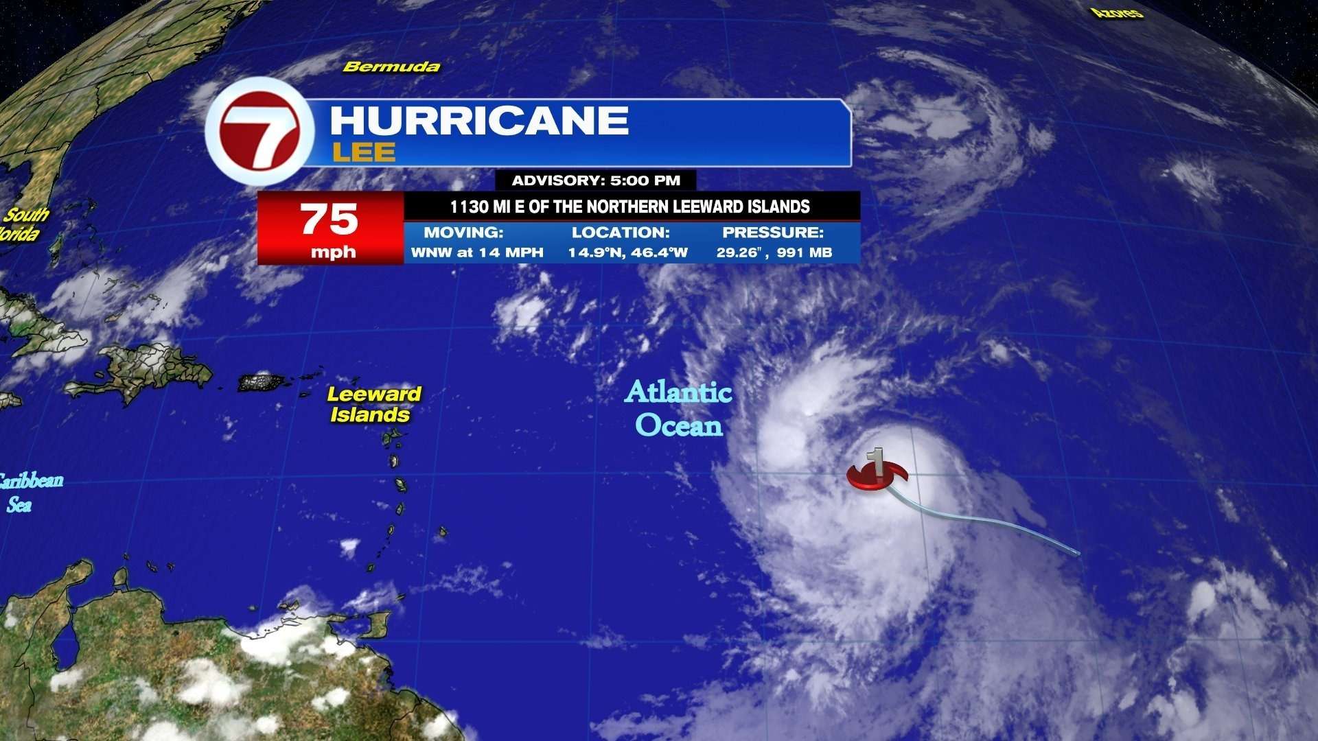 Tropical Storm Lee strengthens into a hurricane as it churns across Atlantic toward Caribbean - WSVN 7News | Miami News, Weather, Sports - Vimarsana News