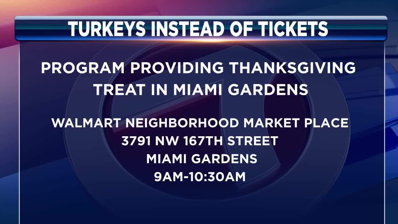 Miami Gardens Police spread holiday cheer with ‘Turkeys Instead of Tickets’ event – WSVN 7News | Miami News, Weather, Sports