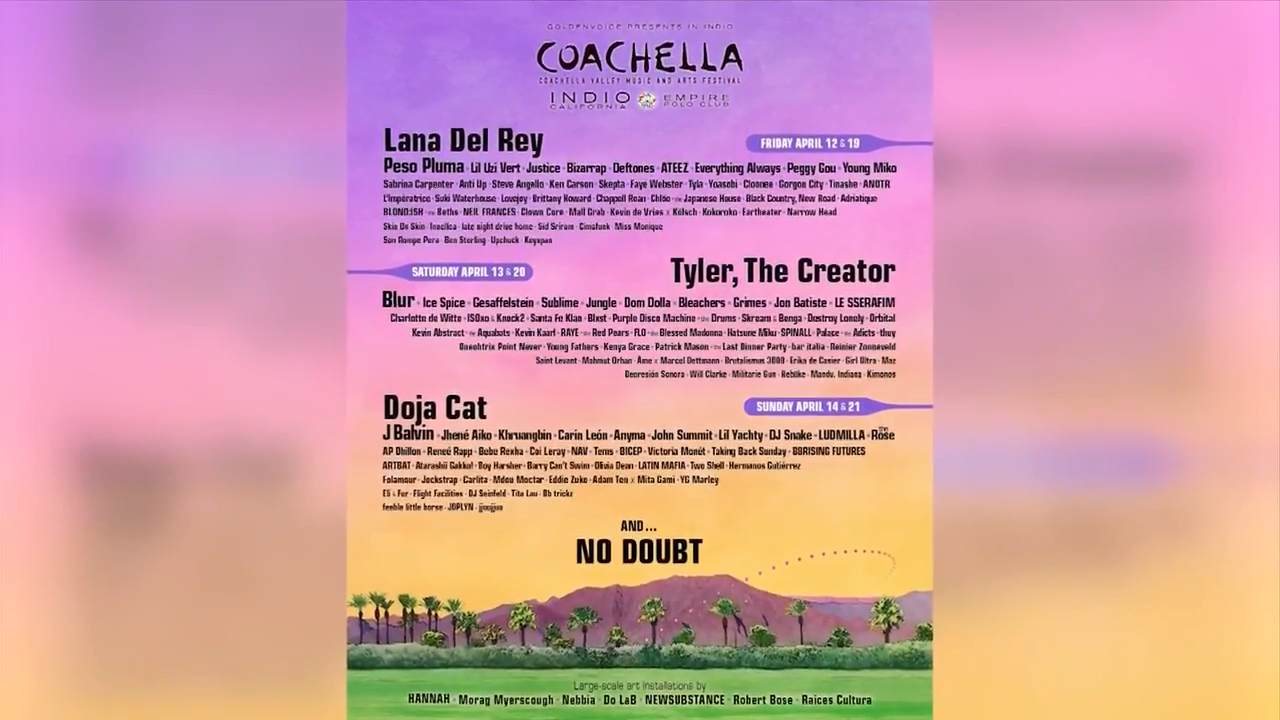 Coachella 2024 Lana Del Rey, Doja Cat and Tyler, the Creator to