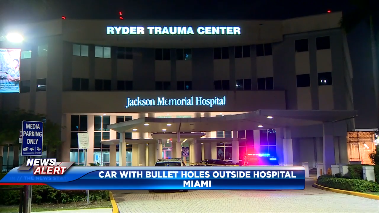 Miami Police investigate car riddled with bullets outside JMH – WSVN 7News | Miami News, Weather, Sports
