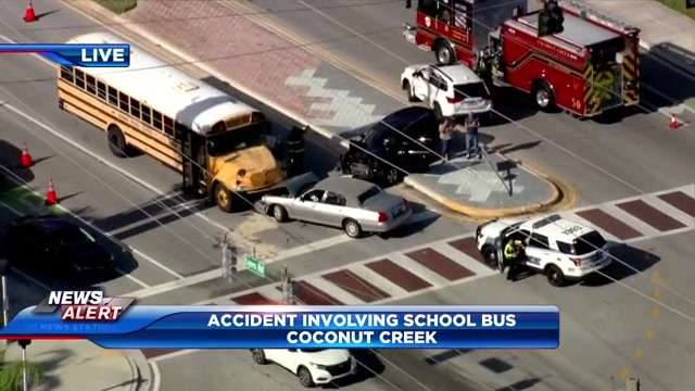 School bus involved in multi-vehicle collision in Coconut Creek; no injuries reported - WSVN 7News | Miami News, Weather, Sports - Vimarsana News