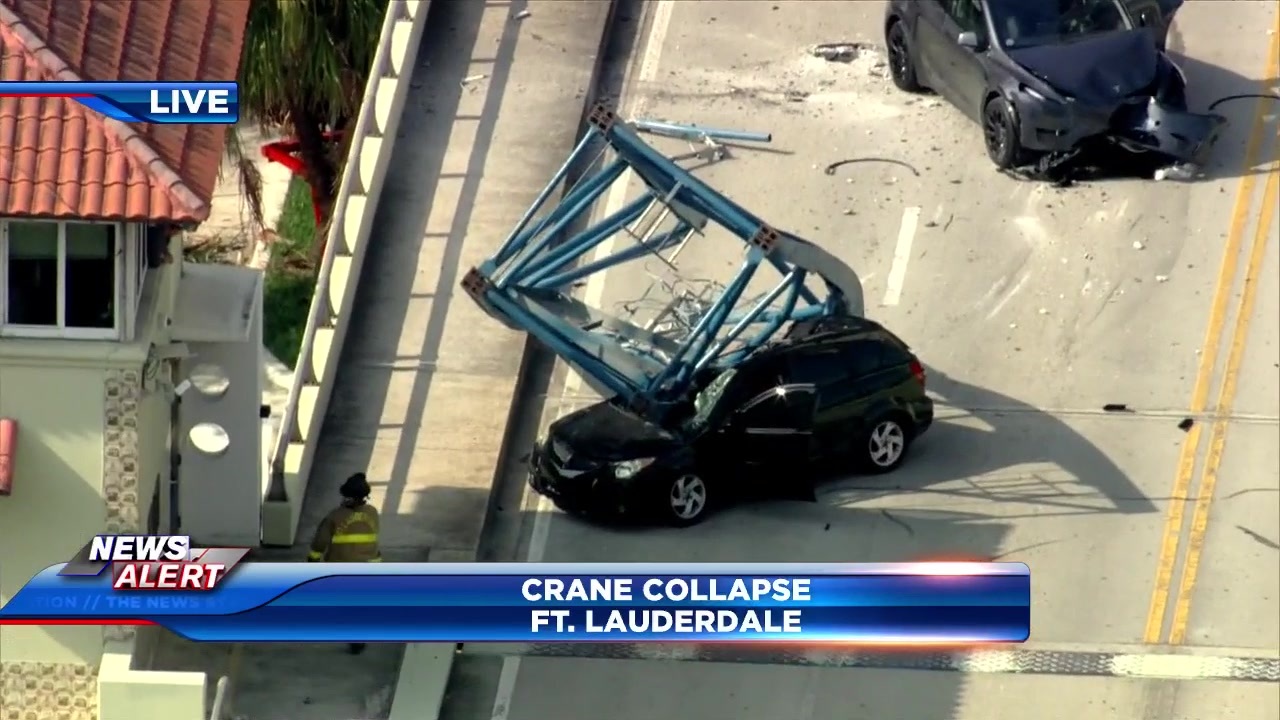 1 dead, 2 injured after part of crane collapses on SE 3rd Avenue Bridge in downtown Fort Lauderdale, causing closures
