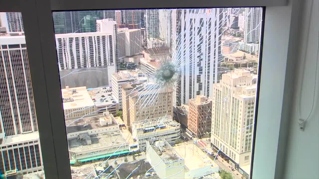 Miami resident speaks out after 45th-floor window shattered by gunshot from outside shooting – WSVN 7News | Miami News, Weather, Sports