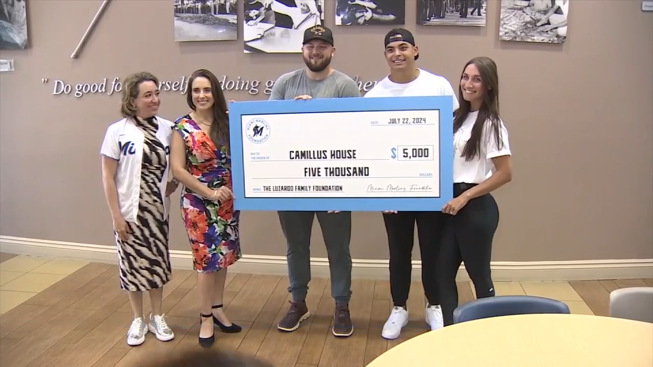 Miami Marlins give K check to Camillus House to support organization’s mission – WSVN 7News | Miami News, Weather, Sports | Fort Lauderdale