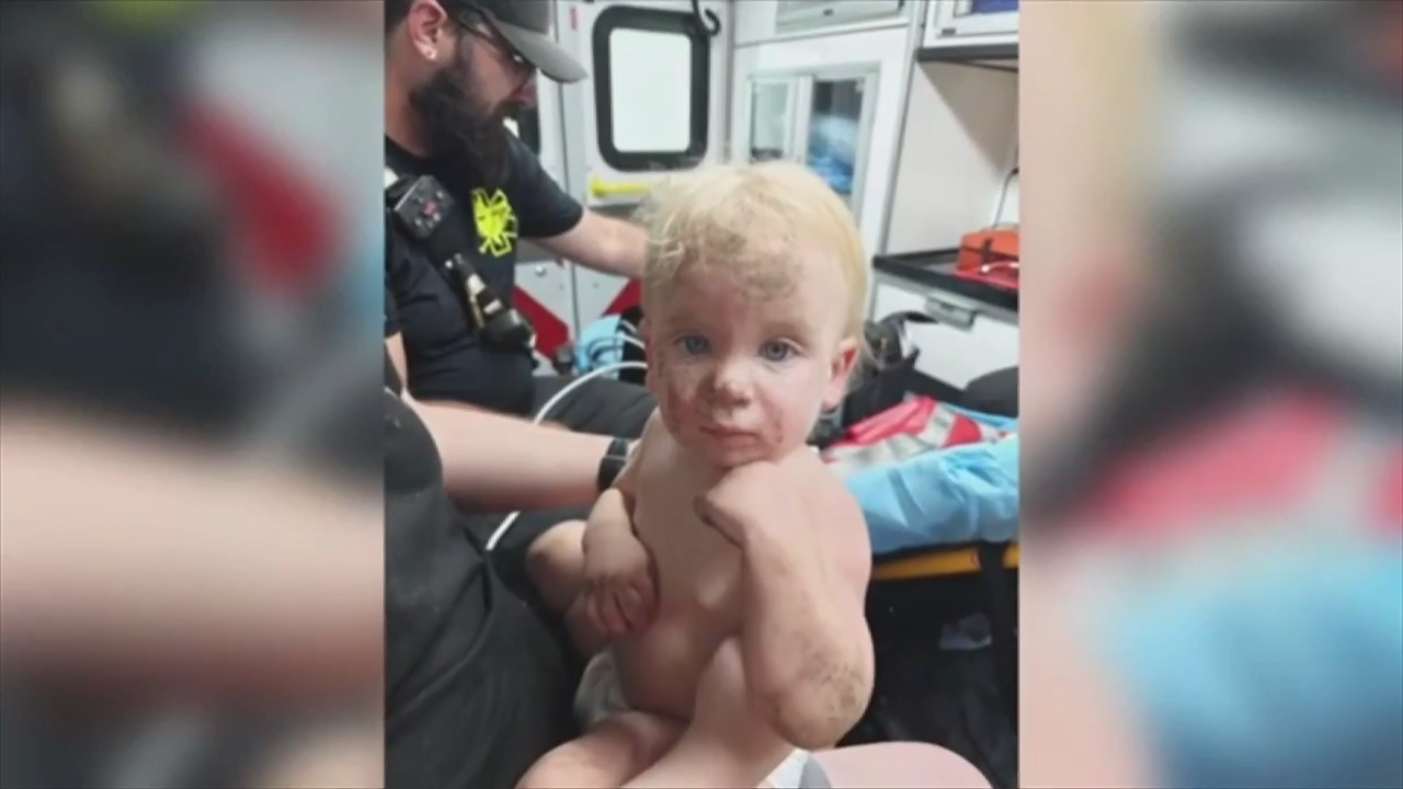 14-month-old boy rescued after falling down narrow pipe in the yard of ...
