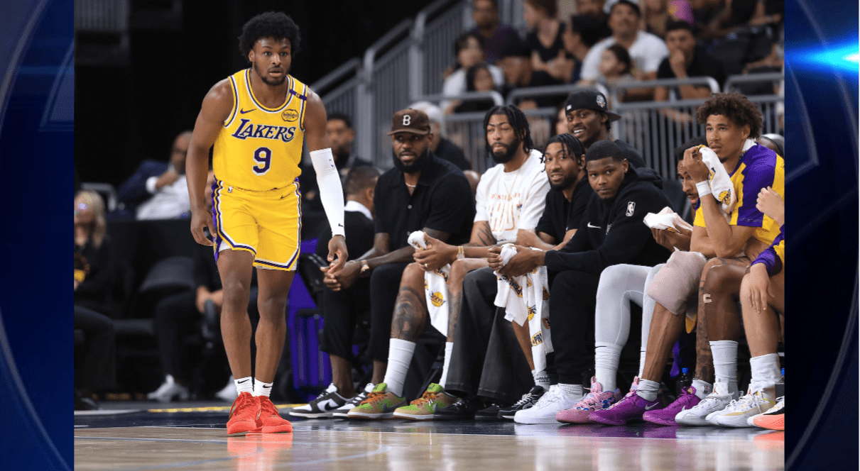 Bronny James makes NBA preseason debut, with LeBron watching from the
