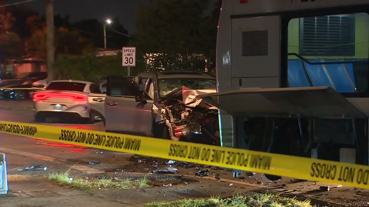 At least 2 hospitalized after car crashes into Miami-Dade County bus in ...