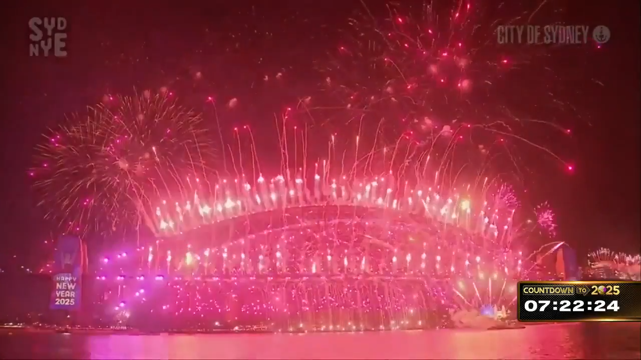 The world begins 2025 with light shows, embraces and ice
