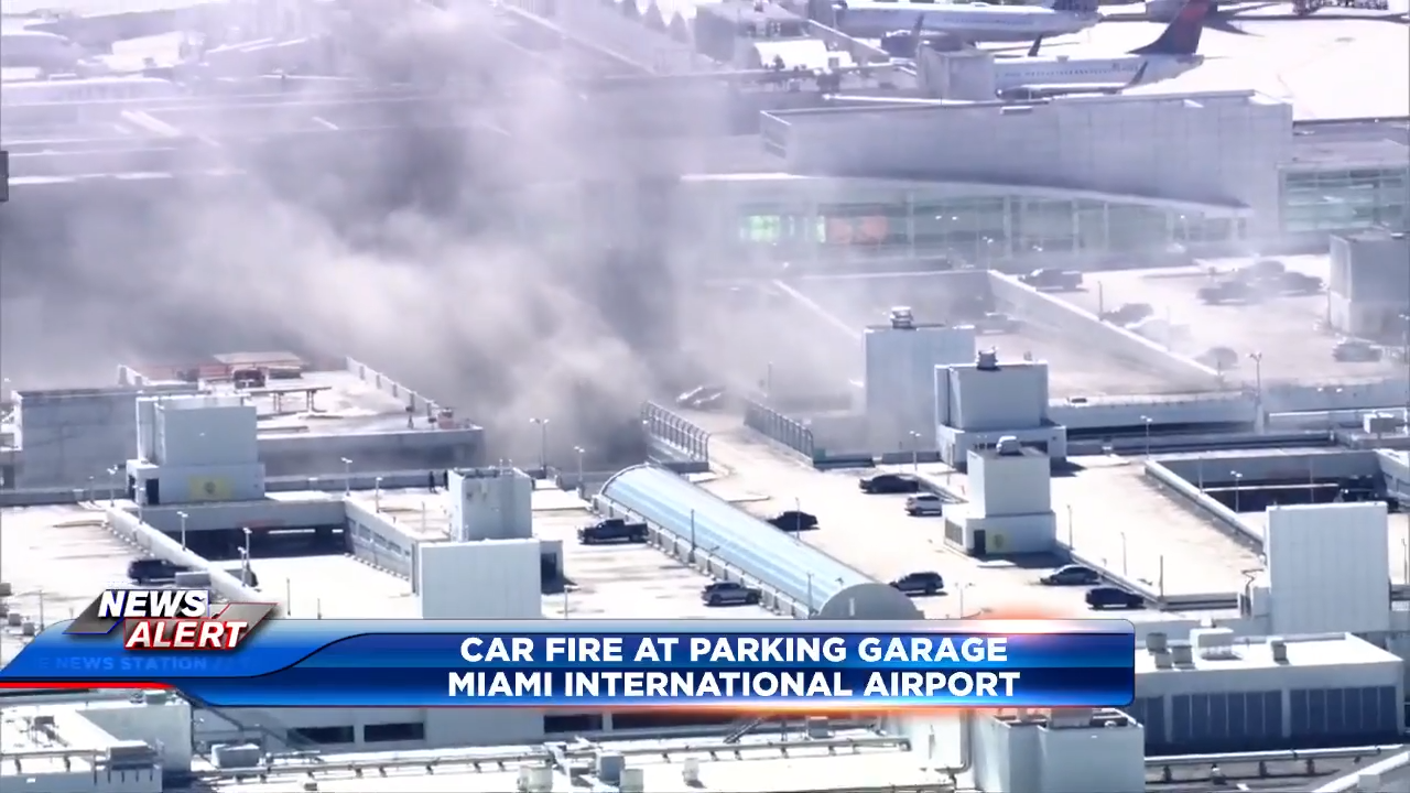 Fire damages 12 vehicles at MIA parking garage, no injuries reported