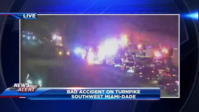 At least 5 injured in multi-vehicle crash on Turnpike in SW Miami-Dade; several SB lanes closed at SW 56th St. – WSVN 7News | Miami News, Weather, Sports