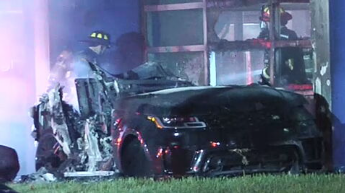 Police searching for hit-and-run driver after car slams into Hollywood Branch Library, catches fire - WSVN 7News | Miami News, Weather, Sports