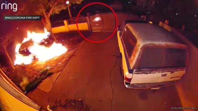 Video shows alleged arsonist catching fire while setting car ablaze in ...