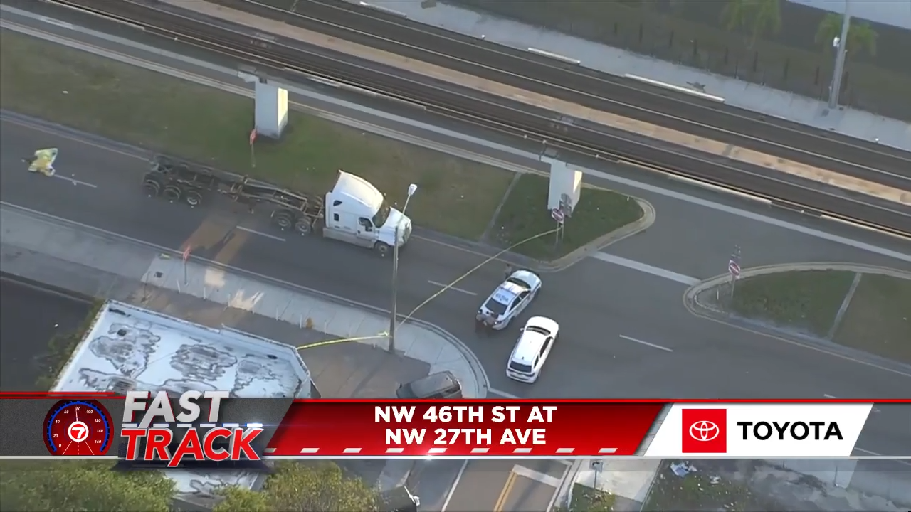 Pedestrian fatally struck by 18-wheeler in NW Miami-Dade - WSVN 7News ...