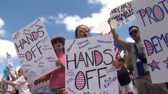 Hundreds protest Trump administration, DOGE’s actions in Miami and Hollywood amid nationwide ‘Hands Off!’ rallies – WSVN 7News | Miami News, Weather, Sports
