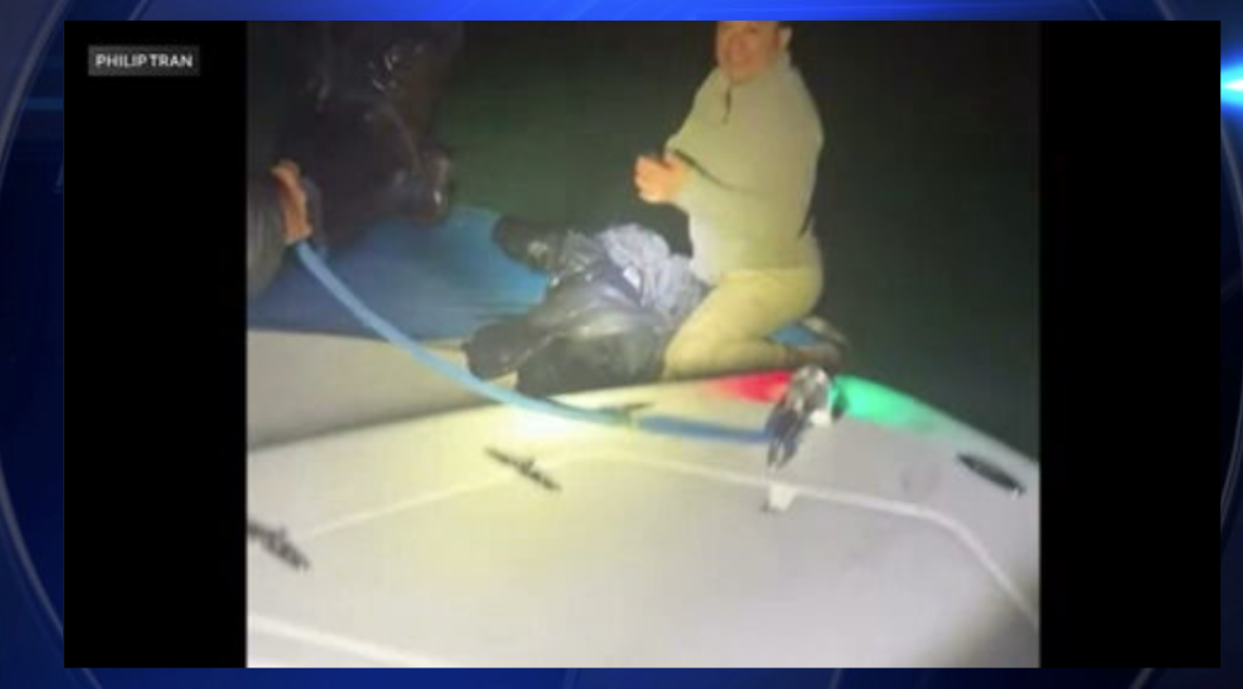 Video shows 3 squid fishermen rescued from small capsized boat off Cape ...
