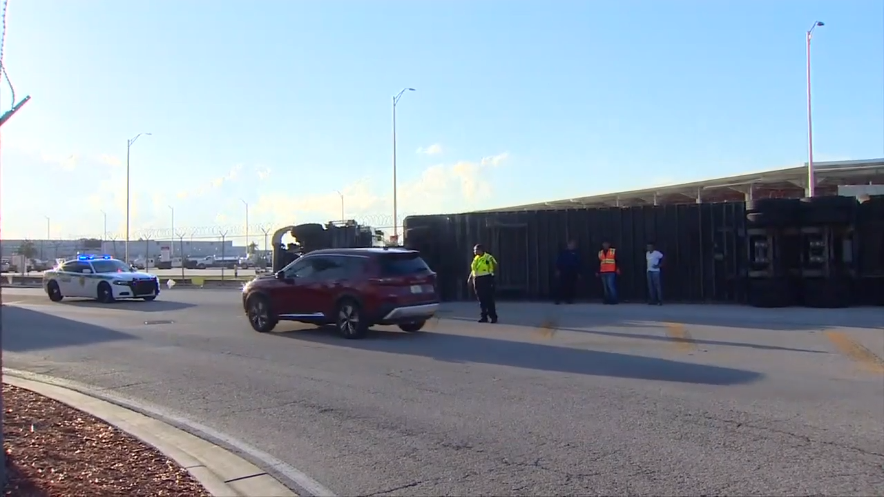 Miami-Dade Aviation employee hospitalized after tractor-trailer rollover at MIA – WSVN 7News | Miami News, Weather, Sports