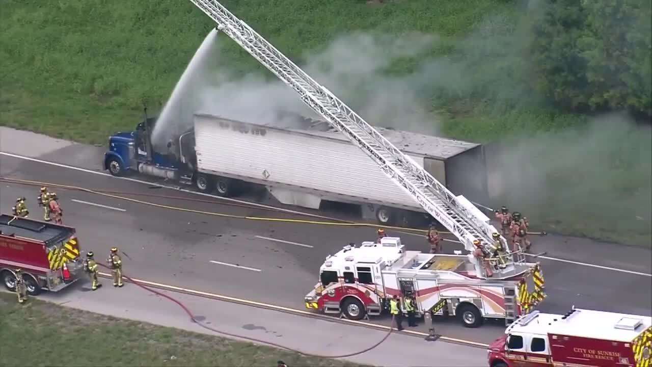 Crews extinguish truck fire on I-75 near Weston; EB lanes reopen - WSVN ...