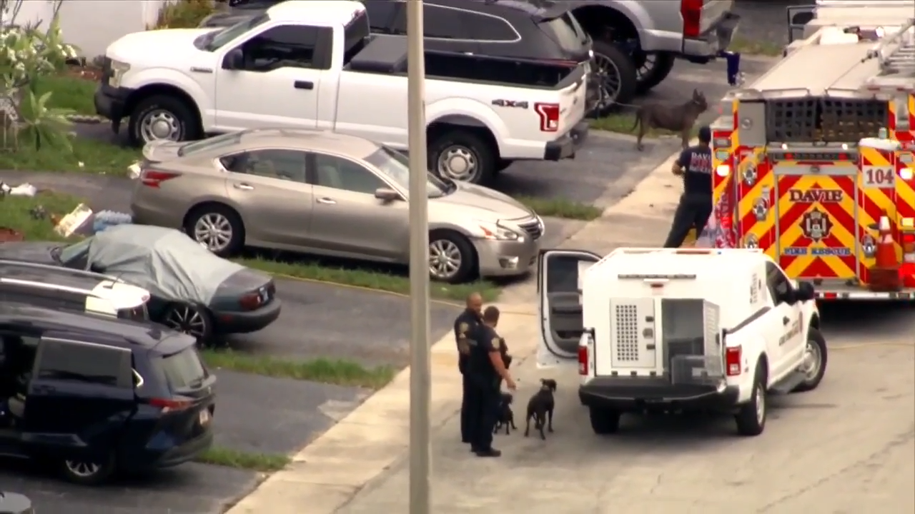 2 hospitalized, dogs rescued after flames break out at Davie townhome ...