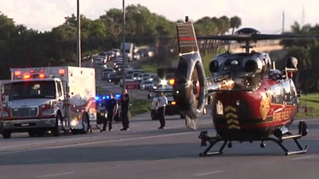 Driver airlifted after car slams into light pole, catches fire on I-75 ...