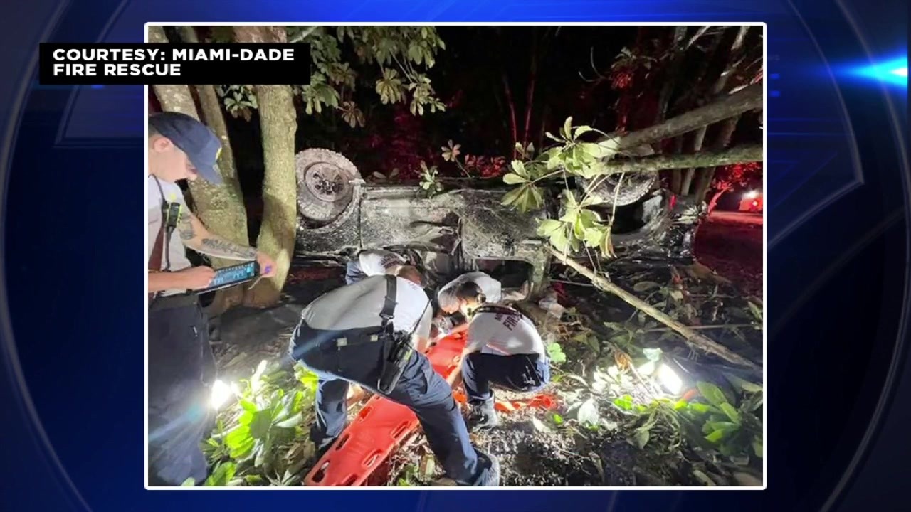 Two hospitalized after rollover crash in Southwest Miami-Dade