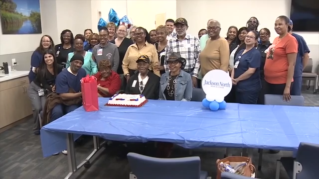 WWII veteran celebrates 100th birthday with surprise party at Jackson North Medical Center - WSVN 7News | Miami News, Weather, Sports | Fort Lauderdale