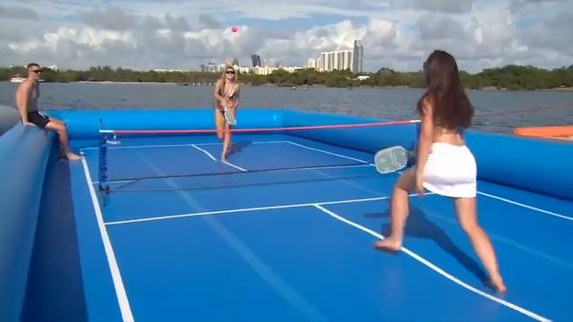 Take your pickleball game to the next level while taking a dip in the water on Boatsetter’s floating ...